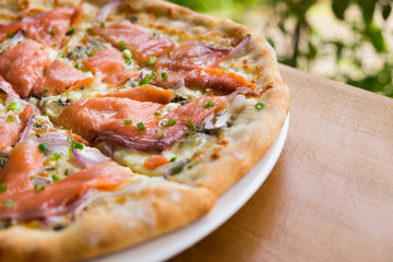 pizza with smoked salmon