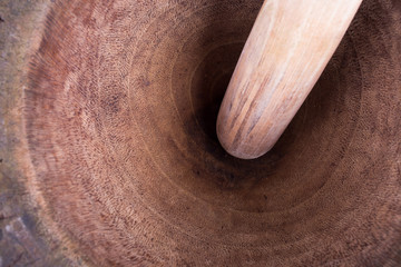 wooden mortar and pestle