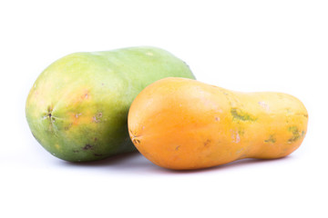 ripe papaya fruit isolated on white background