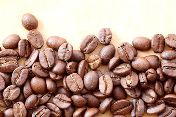 coffee beans on brown background