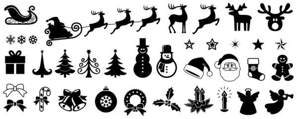Weihnachten-Vektor-Icon-Set, Hintergrund, schwarz, isoliert © snyGGG