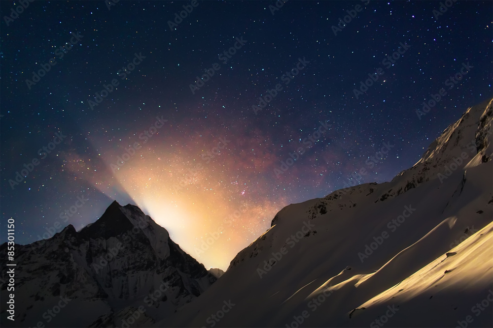 Wall mural moonrise in himalayas