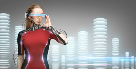 woman with futuristic glasses and sensors