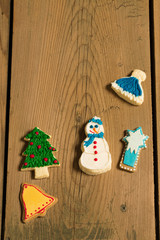 Sweet decorative food for holidays/Christmas cookies on picnic table