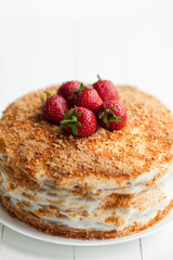 Still life, fruit cake on table