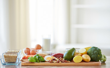 close up of different food items on table