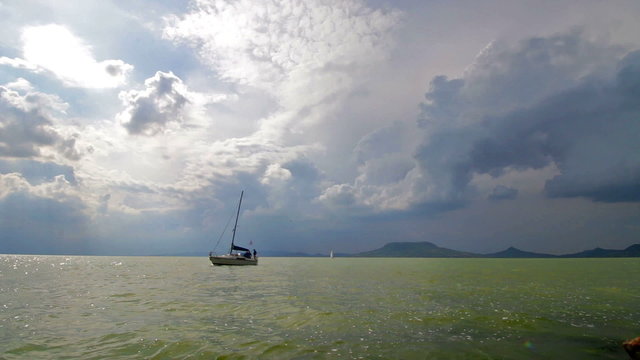Impressive storm clouds over lake Balaton,Hungary