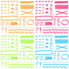 Four color set. Hand drawing elements for select and edit text.