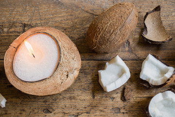Candle in a coconut shell