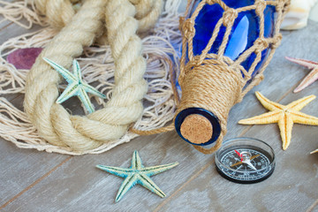 compass on fishing net 