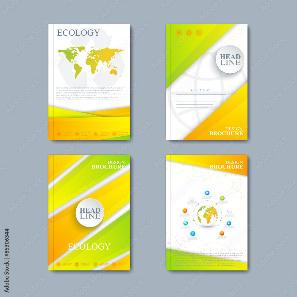 Aufkleber modern vector set of brochures in the ecology style for your