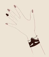 woman hands wearing jewelry vector illustration