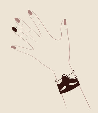 hand with jewelry, minimalist style clip art preview