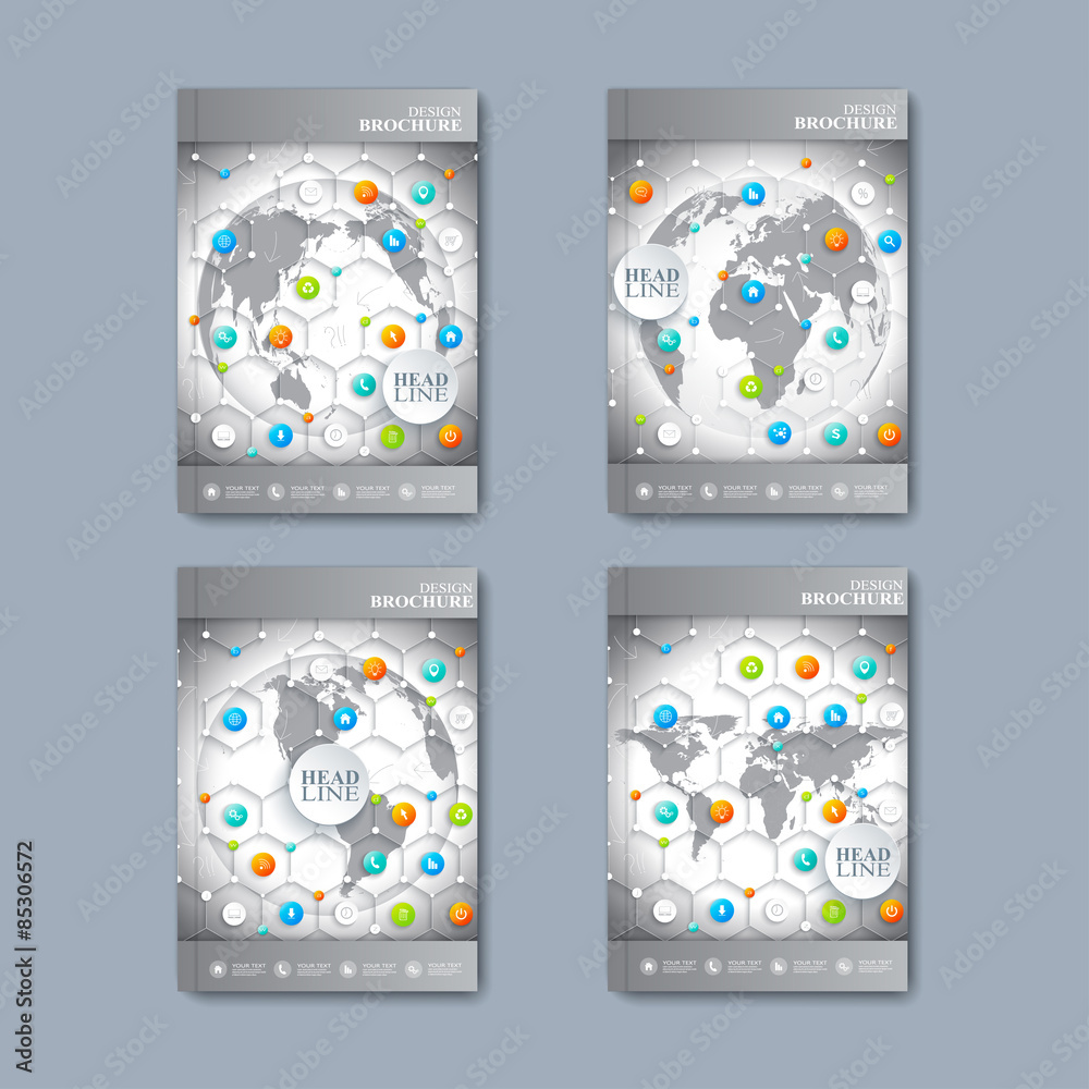 Poster modern vector set of brochures in the infographics style for