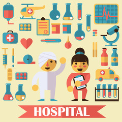icons and characters on the medical theme