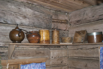 Russian home interior in the Middle Ages.
