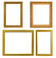 Gold frame Elegant vintage Isolated on white background