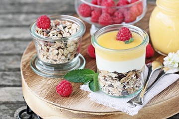 Whole grain muesli  with lemon cream and yogurt