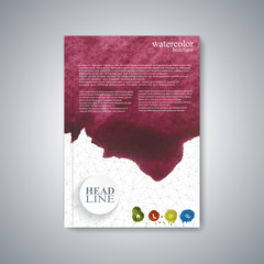 Watercolor template brochure, magazine, flyer, booklet, cover or