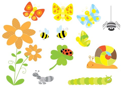 bugs, snail - vector isolated cartoon characters