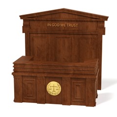 3d render of courtroom table