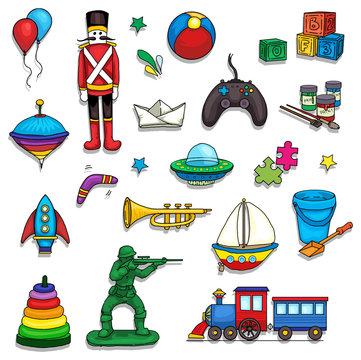 Collorful set of various toys