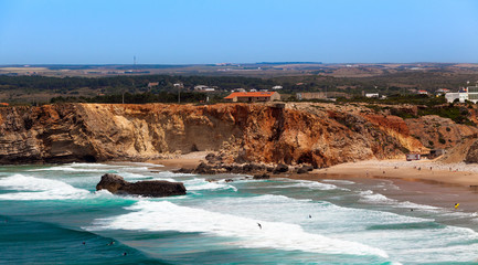 Fototapeta na wymiar Algarve, Portugal, Europe. Atlantic coast. ocean waves of Atla