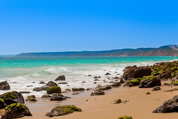 Algarve, Portugal, Europe.  Atlantic coast.  ocean waves of Atla