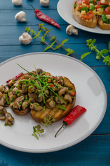 Bruschetta 2 kinds - classic and mushrooms