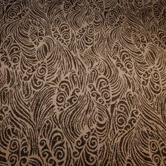 seamless floral pattern of line-art on brown background