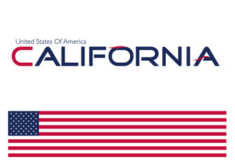 California calligraphy with united states of America flag colors