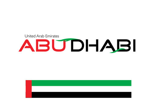 Abu Dhabi calligraphy with Emirates flag colors