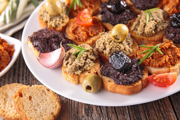 canape with tapenade and olive