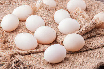 Eggs on linen cloth