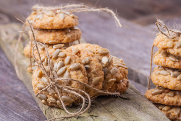 Homemade oat cookies with sunflower seeds