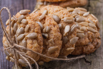 Homemade oat cookies with sunflower seeds