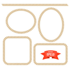 Set rope frame. Design elements. Vector illustration