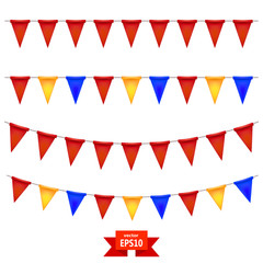 Set colored flags on the rope. The elements of your design. Vect