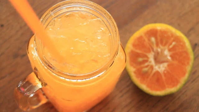 Refresh Drink With Honeysuckle Orange Juice, Stock Video