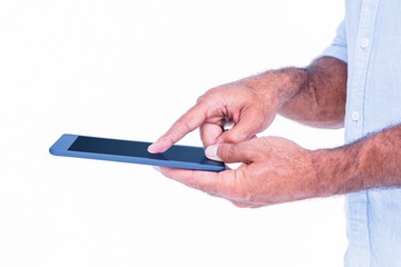 A man using tablet computer 