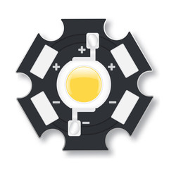Vector illustration of powerful smd LED on aluminum star circuit