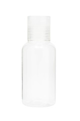 Empty cosmetic bottle isolated on white background