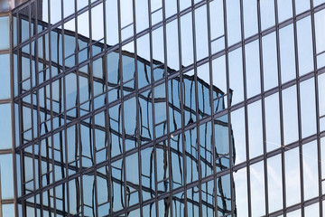 glass facade with reflections