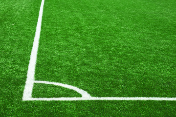 Obraz premium corner lines on soccer grass