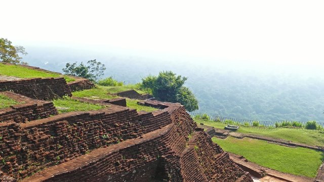 Ruins of fortress on top of Sigiriya Lion Rock, Sri Lanka - 4k
