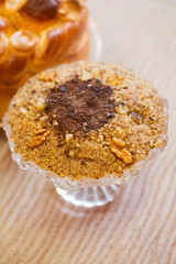 Traditional sweet food/Cooked sweet wheat in glass bowl