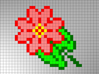 Flower pixel art 3D illustration
