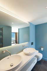 Fototapeta na wymiar Interior, blue bathroom