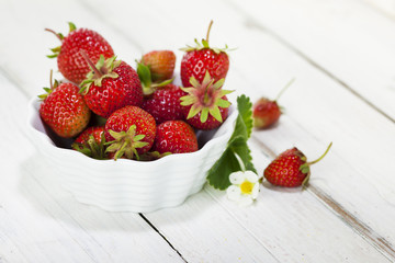 Strawberry with leaf and blossom isolated
