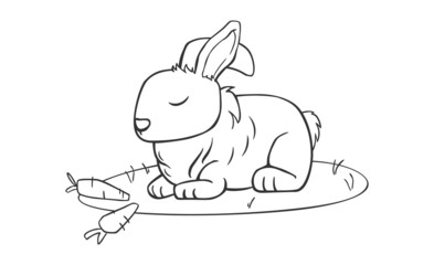 Rabbit line art vector image illustration for coloring art